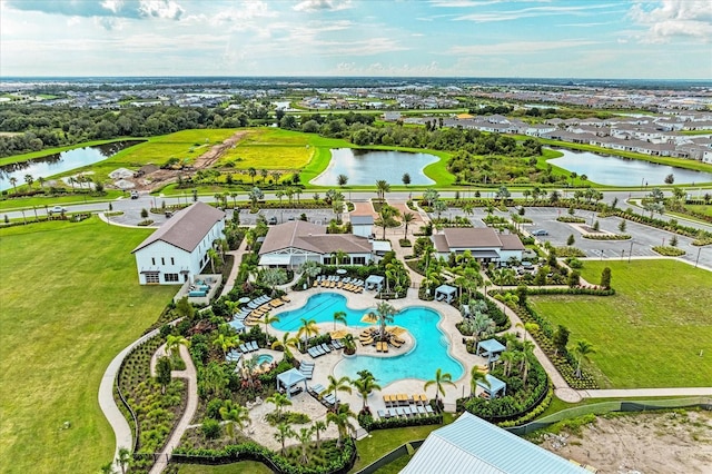18317 Gulf Ranch Pl, Bradenton, FL 34211 - aerial view of residential area featuring a large body of water and a pool