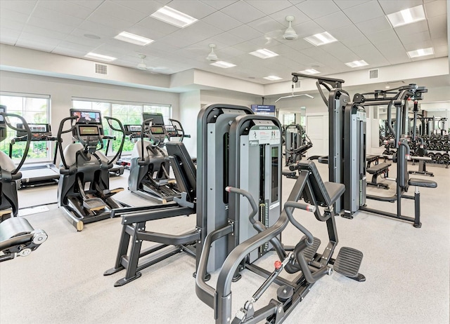 18317 Gulf Ranch Pl, Bradenton, FL 34211 - exercise room with a drop ceiling