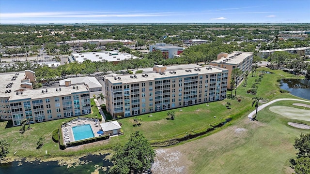 4570 Pinebrook Cir Unit 508, Bradenton, FL 34209 - drone / aerial view of apartment complex, a large body of water, a golf club, and a pool area