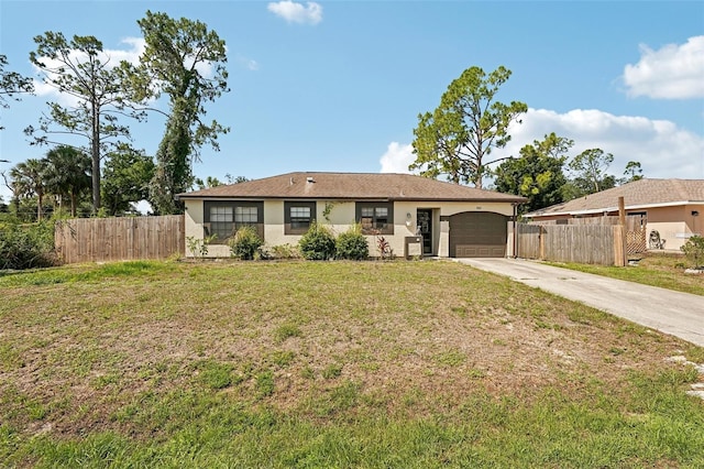 3881 Holin Ln, North Port, FL 34287 - ranch-style home with driveway, an attached garage, and stucco siding