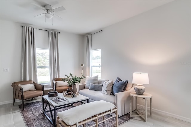 703 Salamanca Ct, Sebring, FL 33870 - living room featuring ceiling fan and baseboards