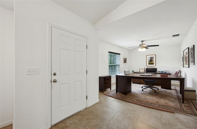 4091 Dull St, North Port, FL 34286 - office space with ceiling fan and light tile patterned floors