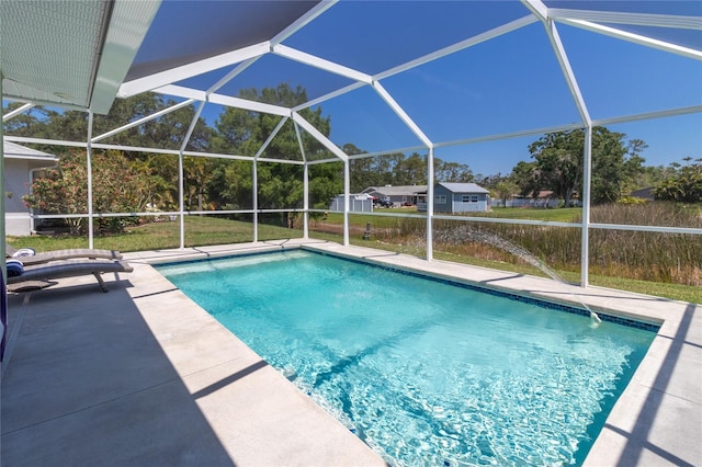 4758 Breezy Pines Blvd, Sarasota, FL 34232 - outdoor pool featuring a patio and glass enclosure
