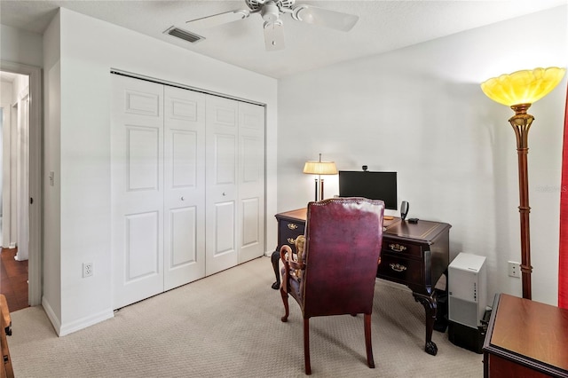 4758 Breezy Pines Blvd, Sarasota, FL 34232 - office with ceiling fan and light carpet