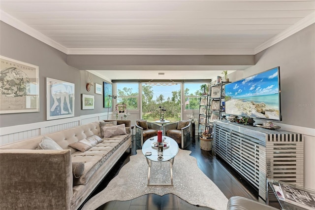 33 S Gulfstream Ave Unit 306, Sarasota, FL 34236 - living area with crown molding, wood finished floors, and wainscoting