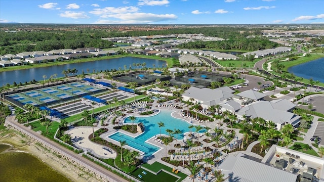 26000 Seastone Dr, Englewood, FL 34223 - aerial view of residential area featuring a large body of water and a pool area