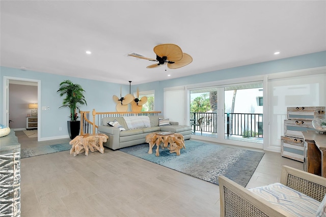 1001 Point Of Rocks Rd Unit 207, Sarasota, FL 34242 - living area with ceiling fan, recessed lighting, and baseboards