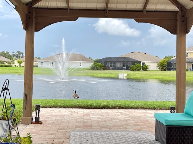 2410 Mizner Bay Ave, Bradenton, FL 34208 - view of patio featuring a water view, a residential view, and a gazebo