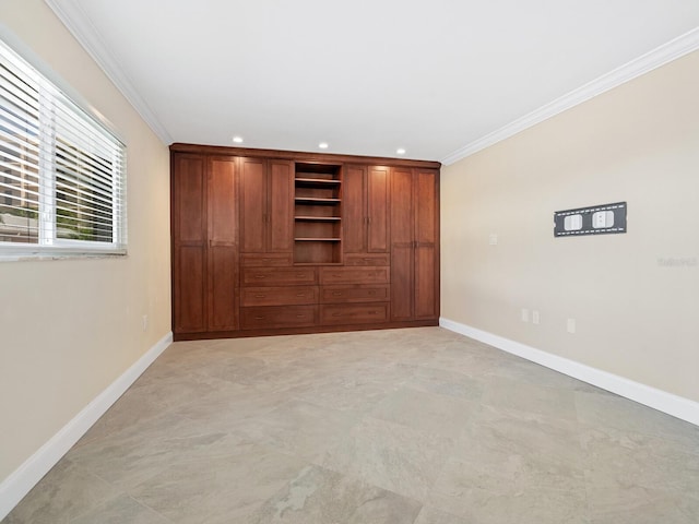 6300 Midnight Pass Rd Unit 5, Sarasota, FL 34242 - unfurnished bedroom with ornamental molding, baseboards, and recessed lighting