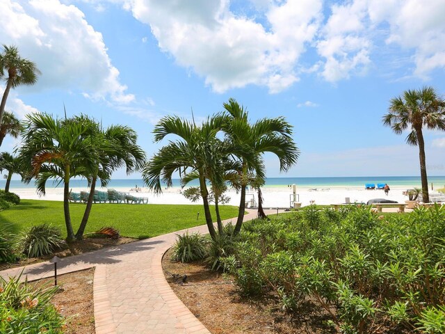 6300 Midnight Pass Rd Unit 5, Sarasota, FL 34242 - view of community with a yard and view of water and beach