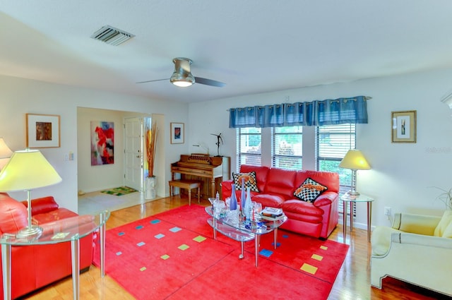 8402 13th Ave NW, Bradenton, FL 34209 - living room with ceiling fan and wood finished floors