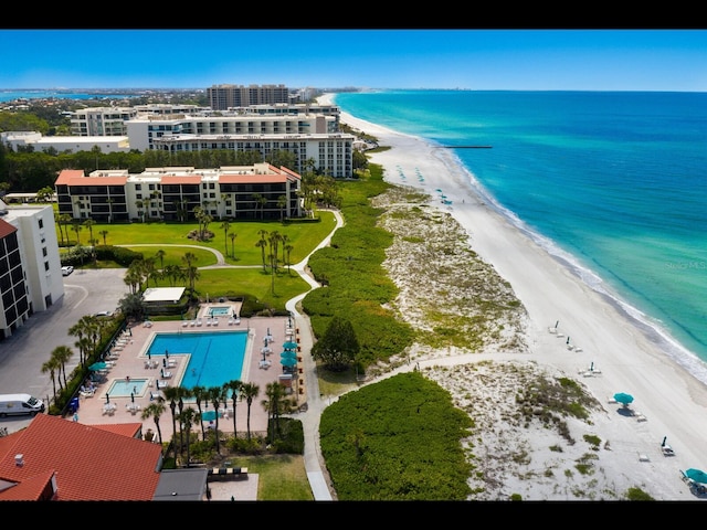 2045 Gulf Of Mexico Dr Unit M1-505, Longboat Key, FL 34228 - drone / aerial view of extended coastline, a pool, and apartment complex / building