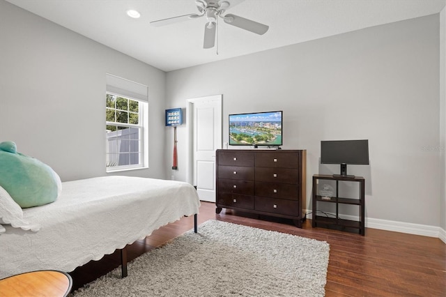 5373 Anthony Ln, Sarasota, FL 34233 - bedroom featuring wood finished floors, baseboards, ceiling fan, and recessed lighting