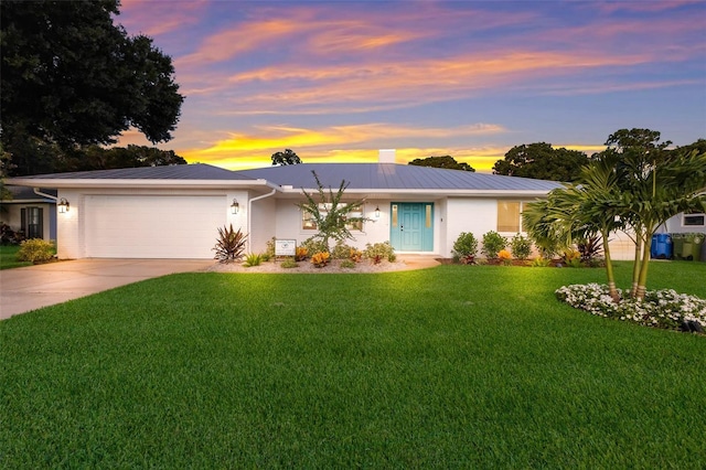 1915 38th St W, Bradenton, FL 34205 - ranch-style house featuring a front lawn, an attached garage, driveway, and a chimney