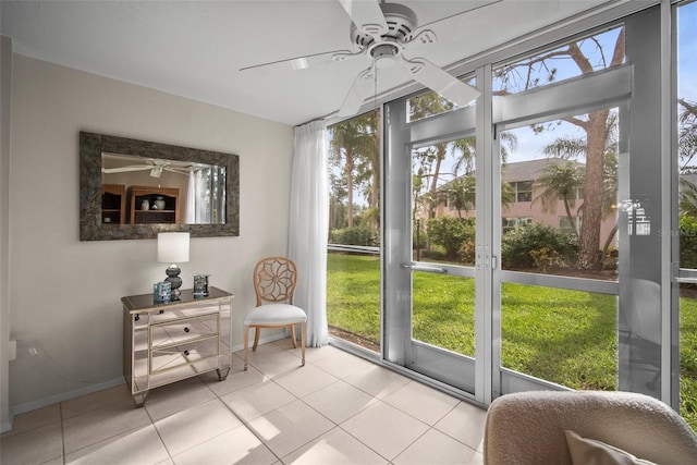 4530 Pinebrook Cir Unit 109, Bradenton, FL 34209 - sunroom featuring ceiling fan and healthy amount of natural light