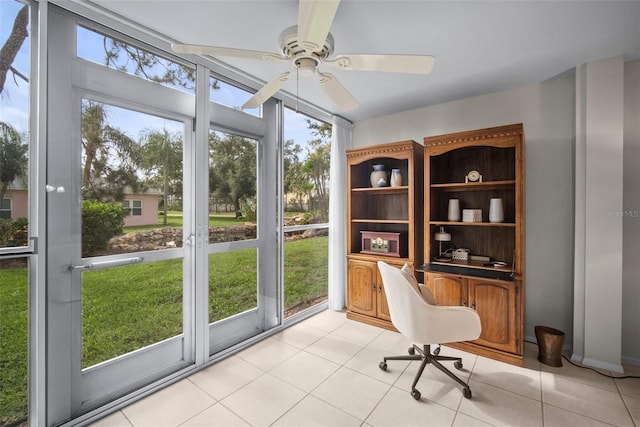 4530 Pinebrook Cir Unit 109, Bradenton, FL 34209 - office area with a ceiling fan and light tile patterned floors