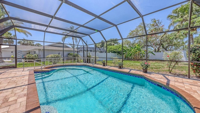 4308 Kingston Loop, Sarasota, FL 34238 - view of pool featuring a fenced backyard, glass enclosure, and a patio area