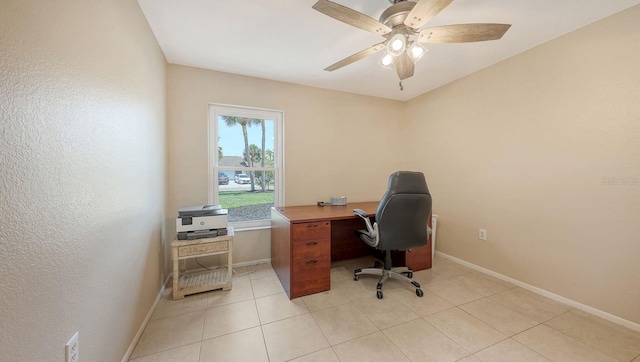 4308 Kingston Loop, Sarasota, FL 34238 - office space with ceiling fan, baseboards, and light tile patterned floors