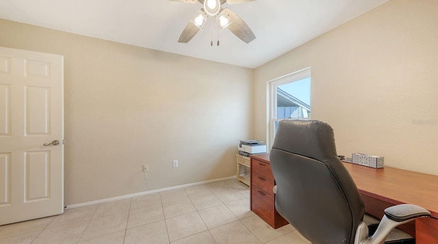 4308 Kingston Loop, Sarasota, FL 34238 - office area with a ceiling fan and light tile patterned floors