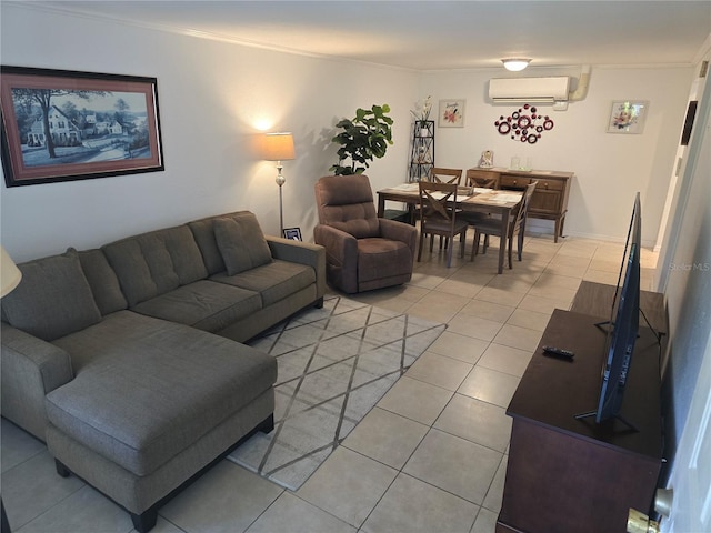 4213 E Michigan St Unit 4213, Orlando, FL 32812 - living room with a wall mounted AC, light tile patterned floors, and crown molding