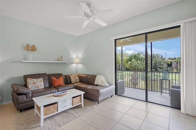 4204 Overture Cir # 4204, Bradenton, FL 34209 - living area with tile patterned flooring and a ceiling fan