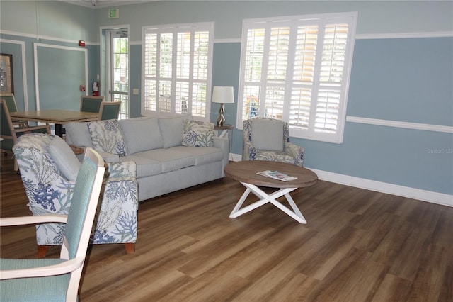 4204 Overture Cir # 4204, Bradenton, FL 34209 - living area with healthy amount of natural light, wood finished floors, and crown molding