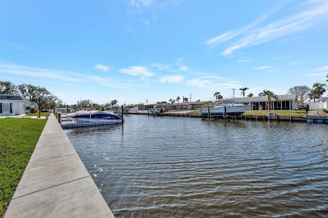 9822 Desoto Ct, Bradenton, FL 34210 - dock featuring a water view and a lawn