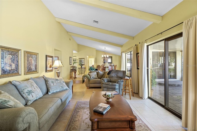 4109 Carriage Dr Unit 23, Sarasota, FL 34241 - living room with light tile patterned floors and a chandelier