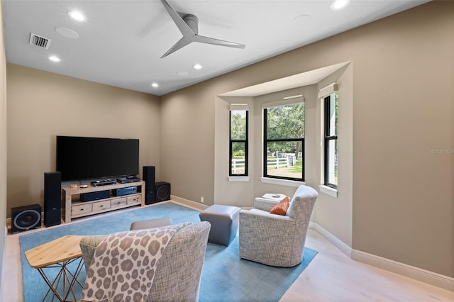 7051 Turtle Ln, Sarasota, FL 34241 - living area with recessed lighting, ceiling fan, and wood finished floors