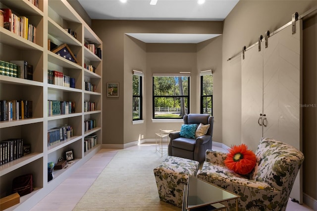 7051 Turtle Ln, Sarasota, FL 34241 - living area with a barn door and recessed lighting