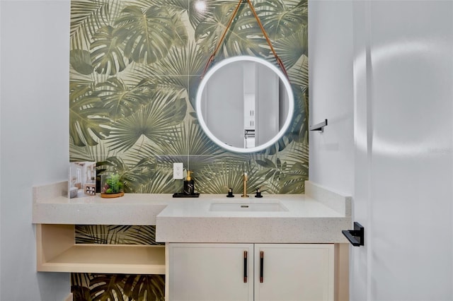 103 4th St N Unit A, Bradenton Beach, FL 34217 - bathroom with vanity and backsplash
