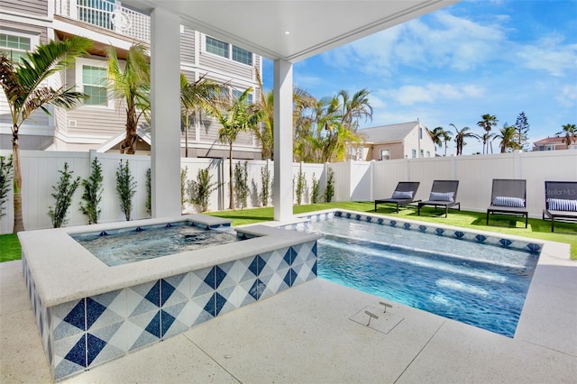 103 4th St N Unit A, Bradenton Beach, FL 34217 - view of pool with an in-ground hot tub, a fenced backyard, and a patio area
