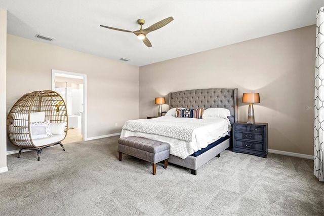 8272 Summer Night Rd, Sarasota, FL 34241 - bedroom featuring carpet, baseboards, a ceiling fan, and ensuite bathroom