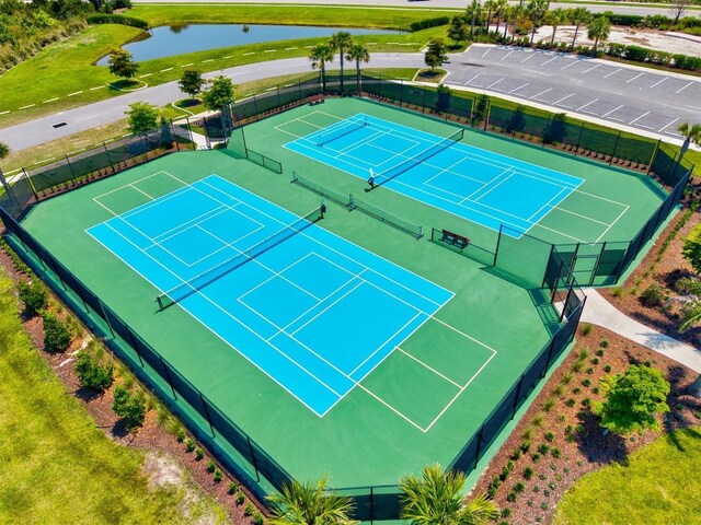 8272 Summer Night Rd, Sarasota, FL 34241 - view of tennis court featuring a water view