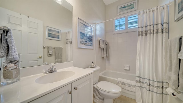 4220 Miriana Way, Sarasota, FL 34233 - bathroom featuring vanity, toilet, and shower / bath combo with shower curtain