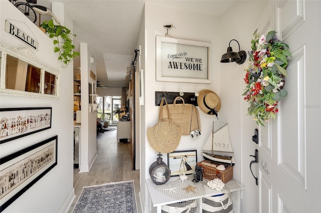 4727 Sabal Key Dr Unit 4727, Bradenton, FL 34203 - hallway featuring light wood finished floors and a barn door