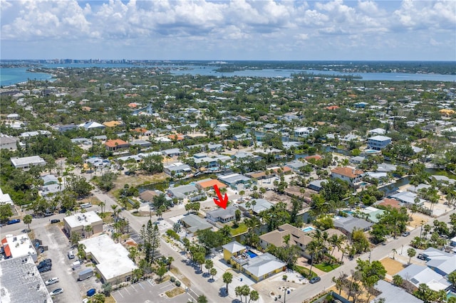 310 Avenida Milano, Sarasota, FL 34242 - aerial view of property and surrounding area with a large body of water and nearby suburban area