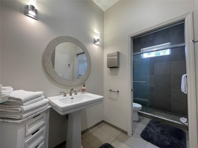 1345 2nd St, Sarasota, FL 34236 - full bath featuring tile patterned flooring, a stall shower, toilet, and baseboards
