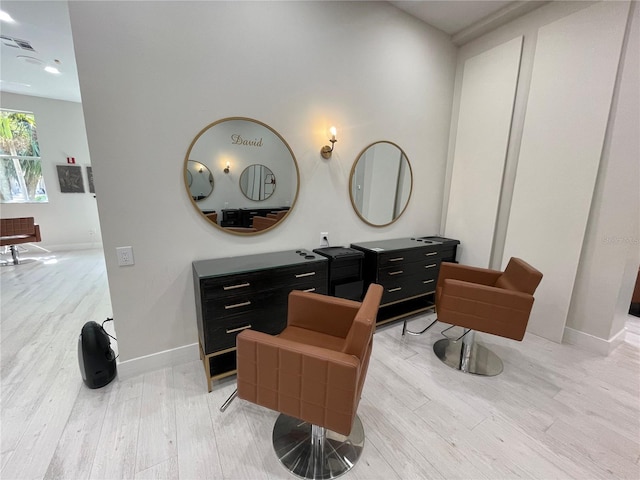 1345 2nd St, Sarasota, FL 34236 - bathroom featuring wood finished floors, vanity, baseboards, and recessed lighting
