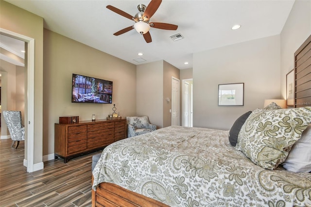 16246 26th St E, Parrish, FL 34219 - bedroom featuring recessed lighting, wood finished floors, baseboards, and ceiling fan