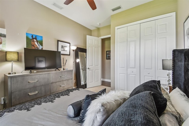 16246 26th St E, Parrish, FL 34219 - bedroom with a closet, ceiling fan, and baseboards