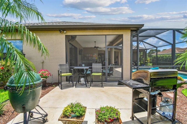 16246 26th St E, Parrish, FL 34219 - view of patio / terrace with an outdoor pool, a lanai, and ceiling fan