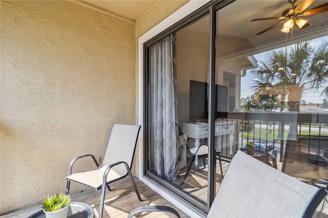 4061 Crockers Lake Blvd Unit 27, Sarasota, FL 34238 - balcony with ceiling fan