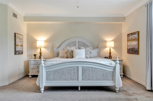 5843 Wake Forest Run Unit 104, Bradenton, FL 34211 - bedroom with light colored carpet, ornamental molding, and baseboards
