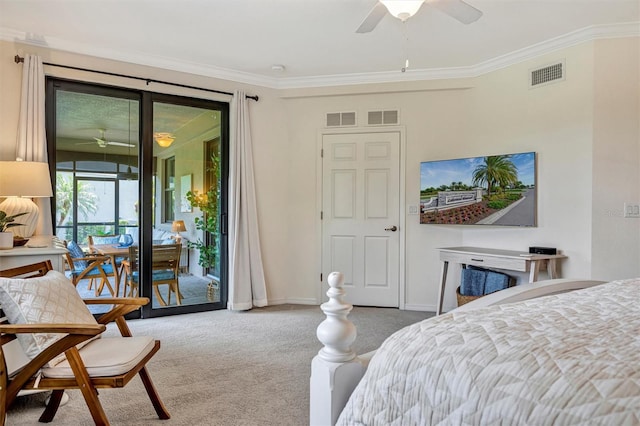 5843 Wake Forest Run Unit 104, Bradenton, FL 34211 - bedroom featuring carpet, crown molding, access to outside, and baseboards