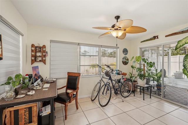 1190 Jamaica Rd, Venice, FL 34293 - dining space featuring healthy amount of natural light, a ceiling fan, and light tile patterned floors