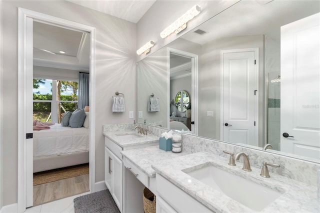 15752 Sacile Ln, Bradenton, FL 34211 - full bath with connected bathroom, double vanity, and tile patterned flooring