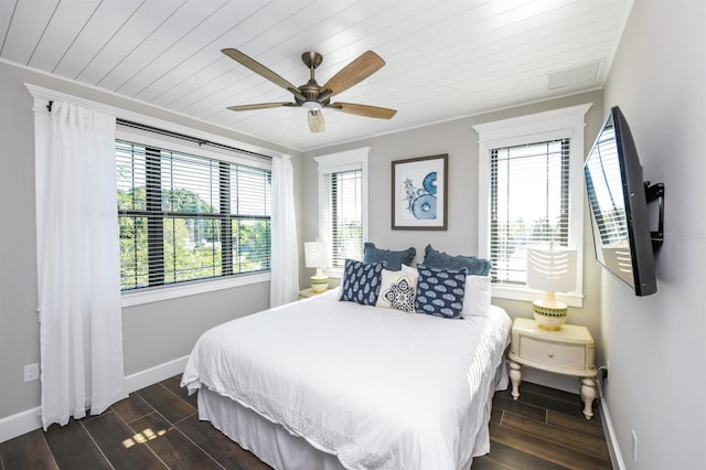 340 Jackson Dr, Sarasota, FL 34236 - bedroom with multiple windows, baseboards, wooden ceiling, and crown molding