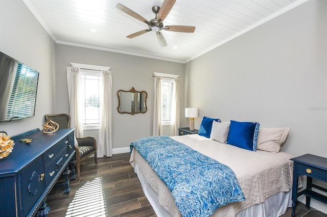 340 Jackson Dr, Sarasota, FL 34236 - bedroom with multiple windows, dark wood-style flooring, baseboards, recessed lighting, and a ceiling fan