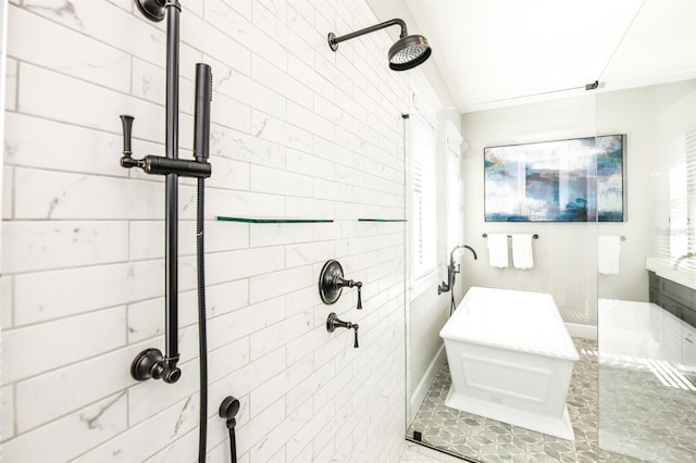 340 Jackson Dr, Sarasota, FL 34236 - bathroom featuring a tile shower and vanity
